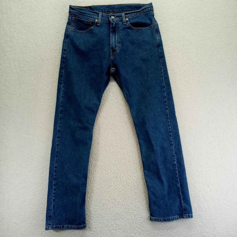 Levi‎ Strauss 505 Jeans Men Blue Wash Straight Leg Denim W32 L30